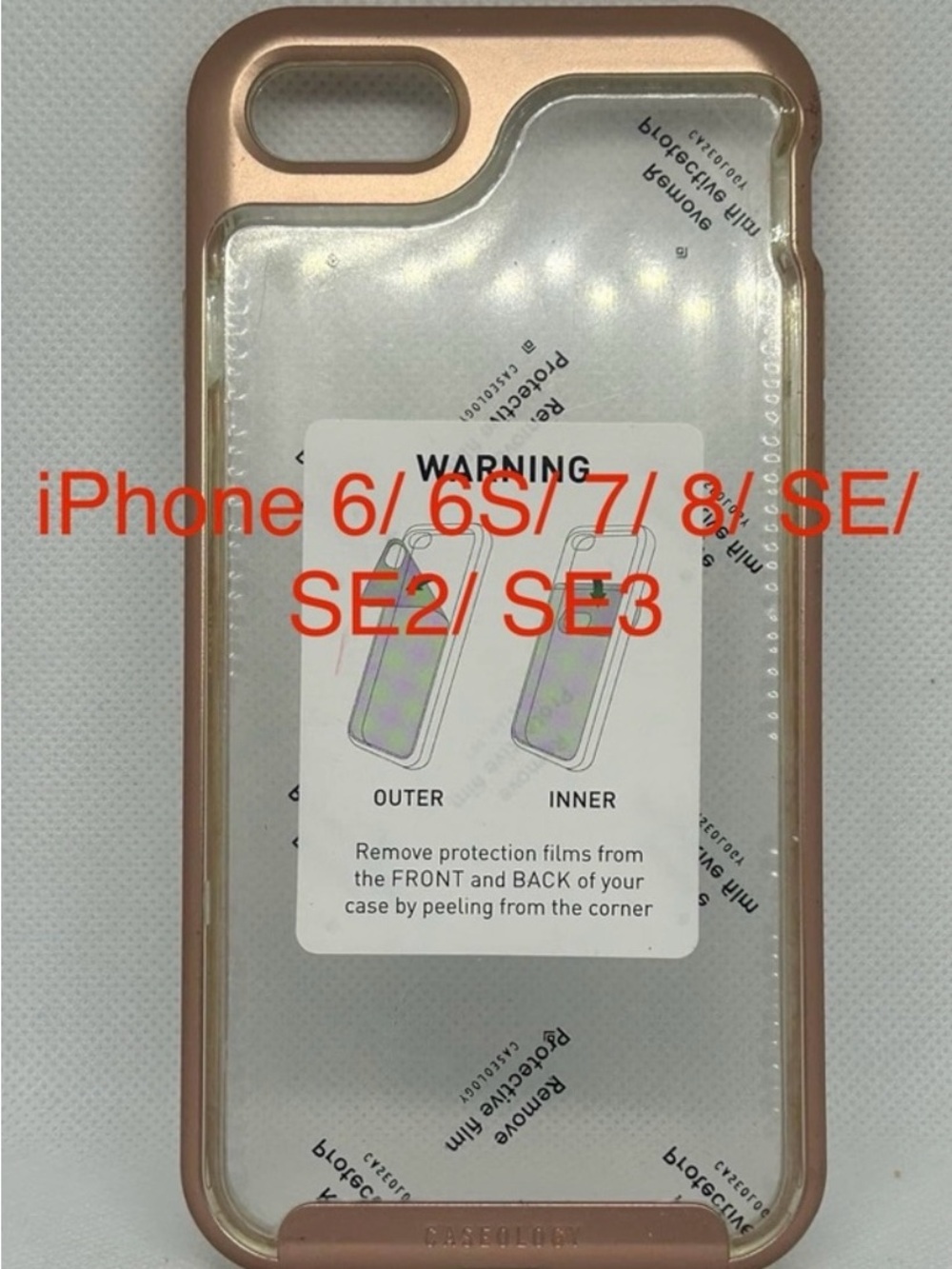 Clear and Rose Gold Protective Case for iPhone (6/6S/7/8/SE/SE2/SE3)